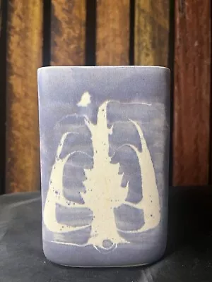 Buy Vintage Aviemore Pottery Vase Blue And White 16.5x11x8.5cm Scotland 450g • 27.12£