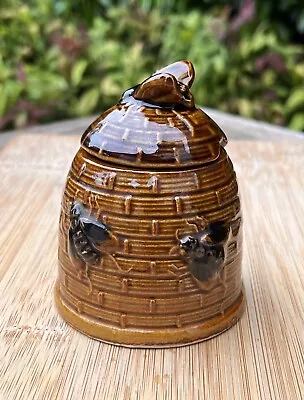 Buy Vintage Brown Glazed Ceramic Honey Pot Bees Relief On Pot Bee Knob On Lid • 9£