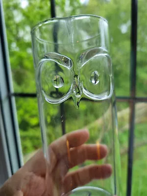 Buy Rare 1970s Vintage Owl Beaker Vase Holder Clear Glass Perfect Condition 15cms H • 24£