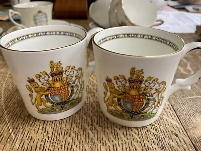 Buy Two AYNSLEY CHINA SILVER JUBILEE MUGS WITH HISTORY OF England/UK KINGS & QUEENS • 17£