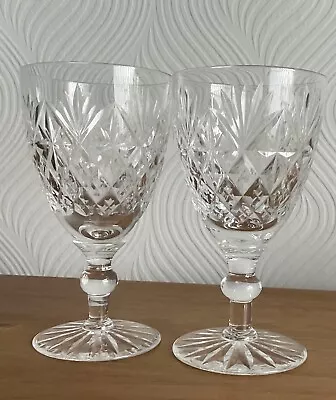 Buy Pair Of Pretty Cut Glass Sherry Glasses Unmarked • 6£