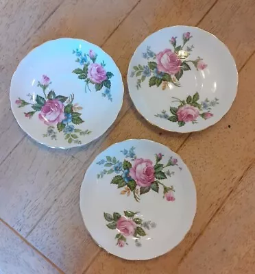 Buy 3 Lovely Vintage Tuscan Bone China Saucers With Pink Roses • 10£