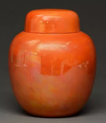 Buy A Ruskin Pottery Ginger Jar And Cover, C1925, In Iridescent Orange Glaze • 138£