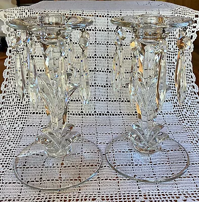 Buy Pair Of Antique Chandelier Dangling Crystal Candleholders -  8  Tall • 54.98£