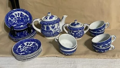 Buy Childs Blue Willow 22 Piece Tea Set, Marked Made In Japan Porcelain • 21.36£