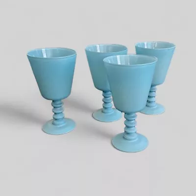 Buy Vintage Sherbert Champagne Frosted French Blue Glass - Art Deco • 37.27£