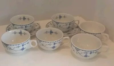 Buy Furnivals/ Johnson Brothers Blue  Denmark  6 Cup And 2 Saucers • 19£