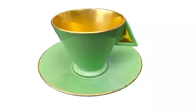 Buy Shelley Vogue Green And Gold Coffee Cup And Saucer • 110£