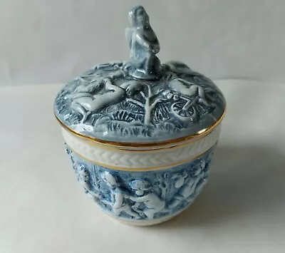 Buy Vintage M.A.S Blue Raised Cherub Lidded Pot By R Capodimonte, Italy 11.6cm Dia. • 12.99£