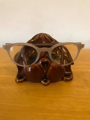 Buy Vintage   Denmead Pottery  Brown Glazed Ceramic Dog Themed Spectacles Rest. • 7£