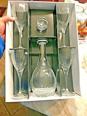 Buy Royal Doulton®  Linear  5-Piece Wine Set With Decanter CLEAR CRYSTAL NEW IN BOX • 93.19£