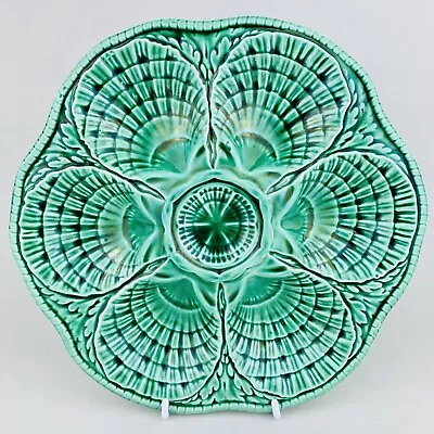 Buy Vintage Sarreguemines Green Oyster Plate French Ca 1960 Mid Century Majolica #2 • 66.69£