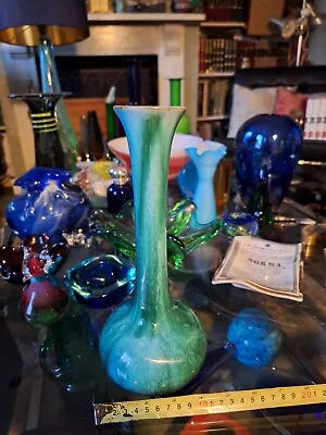 Buy Pretty Long-Necked Blue Mountain Pottery Vase • 12£