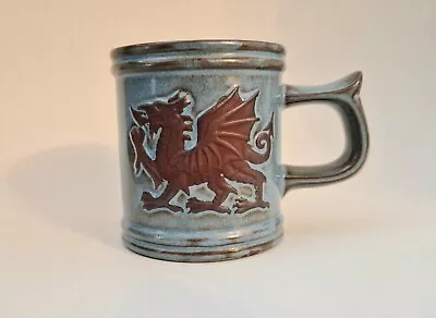 Buy Tyn Llan Studios Blue Glaze Dragon Emblem Beautiful Pottery Mug Made In Wales • 30£