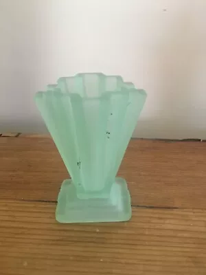 Buy Art Deco Bagley Green Frosted Uranium??? Glass  4” Grantham Vase • 35£