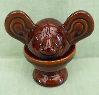 Buy Glossy Brown Denmead Pottery Egg Cup & Big Ears Cover • 11.99£