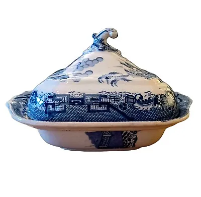 Buy Beautiful Antique Blue And White Willow Pattern Lidded Tureen • 35£