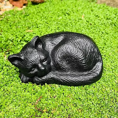 Buy Cat Garden Ornament Sleep Cast Iron Pussy Cat Statue Outdoor Decoration • 10.99£