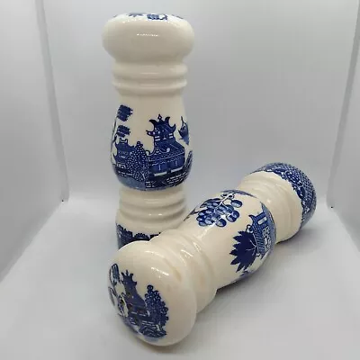 Buy Vintage English Tableware Old Willow Pattern Salt & Pepper Pots Blue & White • 14.99£