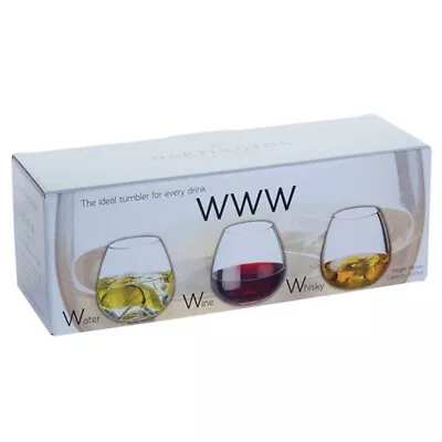 Buy Dartington Tumbler Set Water Wine Whisky Glasses Set Of 3 • 17.49£