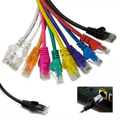 Buy Ethernet Cable Internet LAN Cat 5e RJ45 Patch Lead Lot Wholesale For PC Laptop • 34.99£