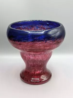 Buy Bohemian Art Glass Mottled Blue & Red Vase, 1920s, Often Mistaken For Monart • 110£