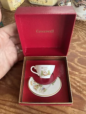 Buy CAVERSWALL  Bone China Miniature Cup & Saucer Christmas 1979 • 3.50£