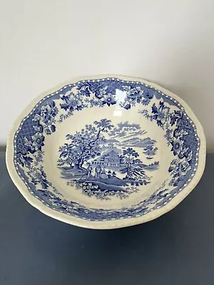 Buy Seaforth Woods Ware Blue & White Bowl Floral Border Fruit Serving Salad Vintage • 10£