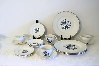 Buy ENOCH WEDGWOOD ROYAL BLUE Tunstall England Ironstone 20 Piece Set Service For 4 • 56.75£