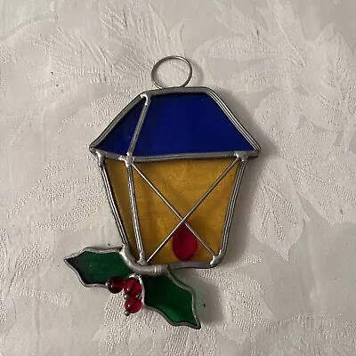 Buy Vintage Stained Glass  Sun Catcher Christmas Light With Holly • 11.65£