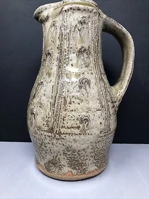 Buy Jim Malone Stoneware Jug Ash Glaze With Incised Decoration 22cm Tall #1811 • 135£