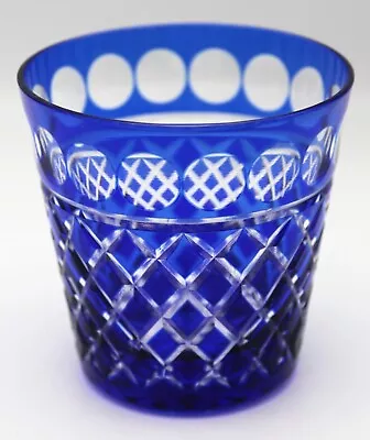 Buy Baccarat Style Cut Crystal Whiskey Glass Cobalt Blue Cut To Clear  • 55.92£