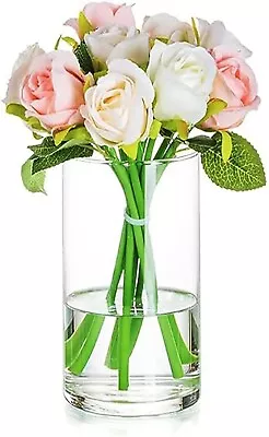 Buy 20cm Tall Glass Vase Crystal Clear For Living Room And Dining Table Centerpiece • 12.99£