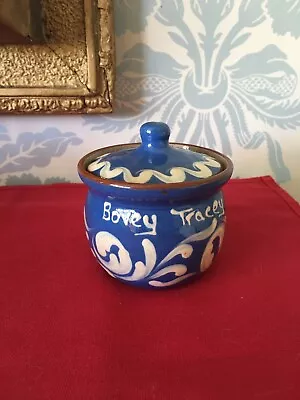 Buy Bovey Tracey Blue And White Torquay Ware Lidded Mustard/preserve Jar • 5£