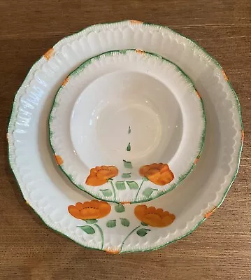 Buy Swinnertons Luxor Vellum Serving Bowl And Pudding/ Breakfast Bowl Orange Poppy P • 15£