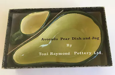 Buy Boxed Set Vintage 1970s Toni Raymond Pottery Avocado Pear Dish And Jug • 9.99£