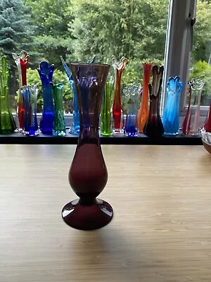Buy Vintage Bud Vase | Purple Cranberry Glass Vase | Mid Century Style Glass Vase • 12.50£