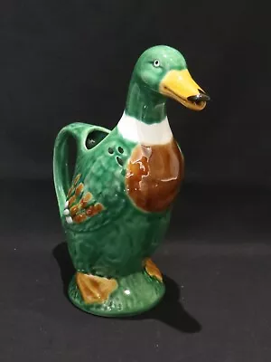 Buy Vintage Ceramic Pitcher Jug Duck 1970s Majolica Style • 25£