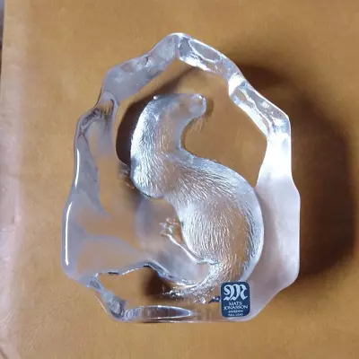 Buy Mats Jonasson Swedish Lead Crystal Art Glass Otter Paperweight *numbered* • 8£