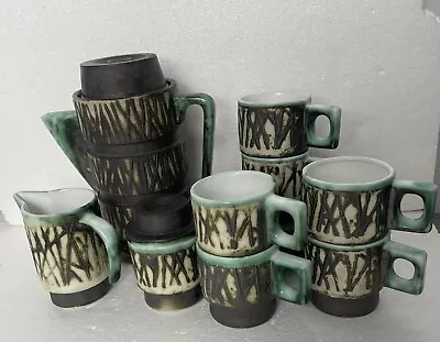 Buy Vintage Andre Loret Sidmouth Pottery Complete Coffee Set With Coffee Pot Stand • 124.97£