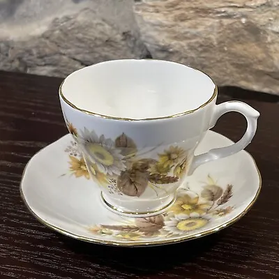 Buy DUCHESS Bone China-ENGLAND-Yellow & Brown Gold Scalloped Edges Cup And Saucer • 9.32£