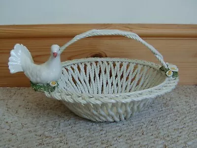 Buy Lovely Bassano Italian Art Pottery Lattice Basket With Dove & Daisies • 25£