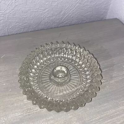 Buy Vintage Glass Diamond Cut Glass Dinner Candle Holder 14cm Diameter • 4.99£