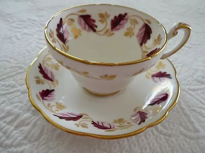 Buy Foley EB 1850 Fine Bone China Tea Cup And Saucer: Gold Trimmed Leaf Pattern • 23.34£