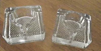 Buy Pair Of Vintage Glass Square Inkwell/ Tea Light Holders As Are Missing The Lids! • 8.75£