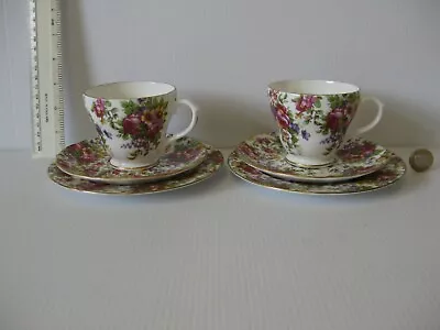 Buy Rare Vintage Marks And Spencer Made In England Chintz 2 Trios Cup Saucer Plate A • 22.99£