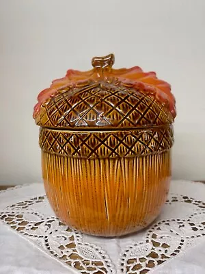 Buy Vintage Laura Ashley Acorn Stoneware Ceramic Storage Cookie Jar With Lid 20cm  • 25£