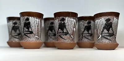 Buy Simba Pottery Terra Cotta Earth-tone Sand And Sediment Style Cups (6) Zimbabwea • 65.35£