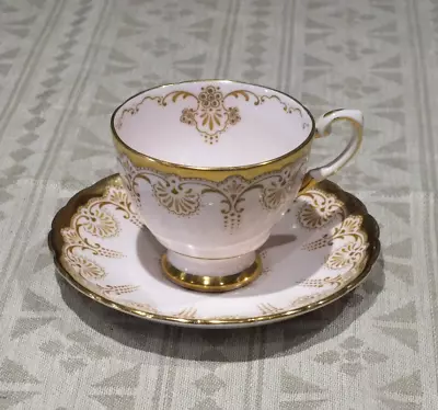 Buy Vintage Tuscan Fine English Bone China Pale Pink And Gold Cup And Saucer  • 11£