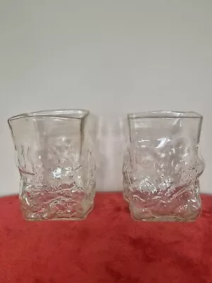 Buy A Pair Of Vintage  Whitefriars Style Vases, Clear Glass With A Hint Of Colour,  • 20£
